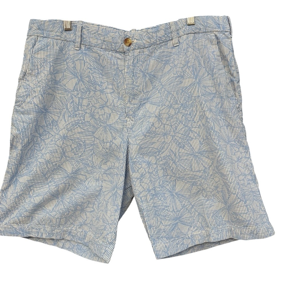 Izod Men’s 38 Blue White Striped Floral Cotton Shorts Casual